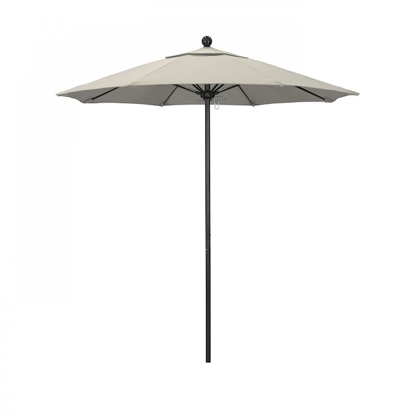 California Umbrella 7.5' Black Aluminum Market Patio Umbrella, Olefin Beige 194061334720 - main